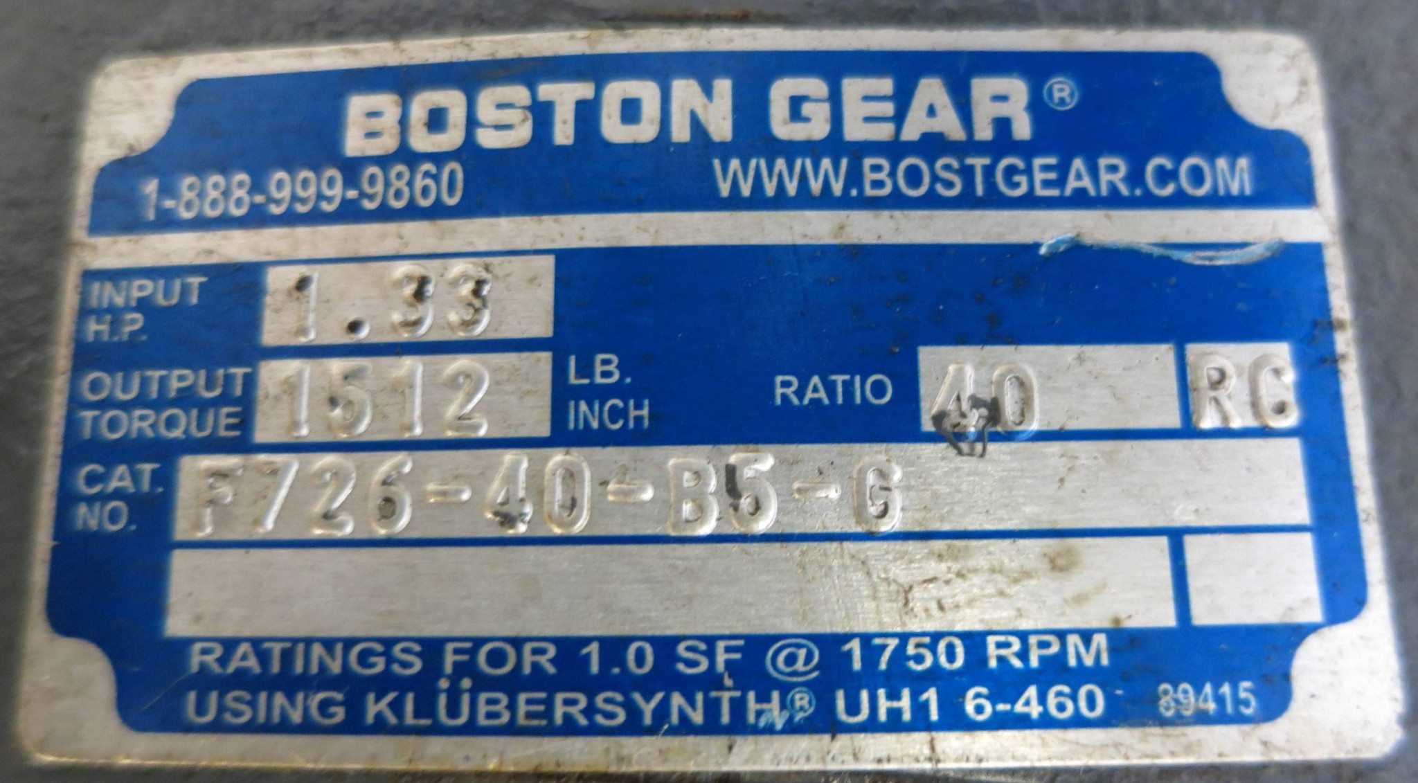 Boston Gear F72640B5G Gear Speed Reducer ISO 9002 700 Series Ratio